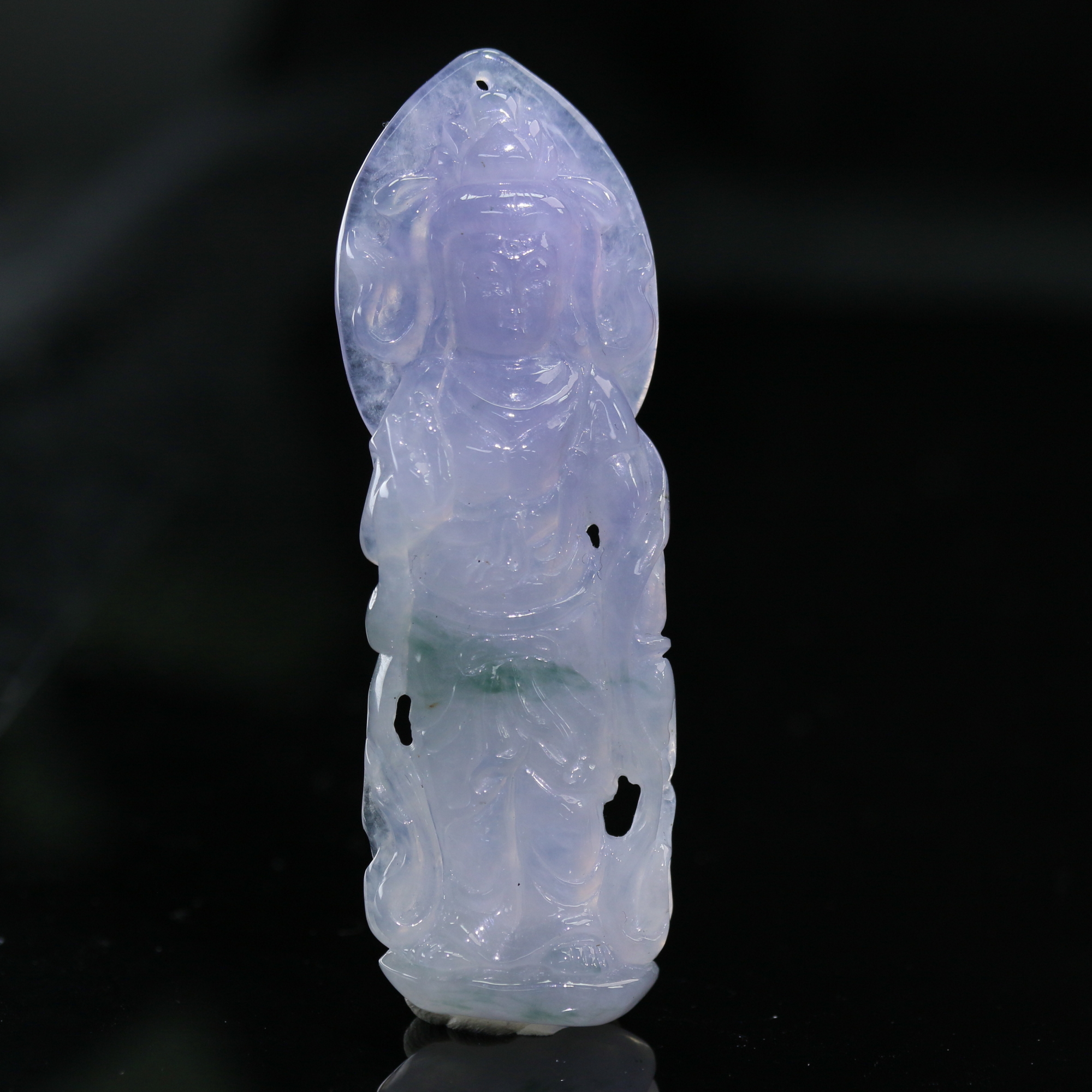 18天然缅甸翡翠A货冰紫站观音/201175/上海嘉禾拍卖