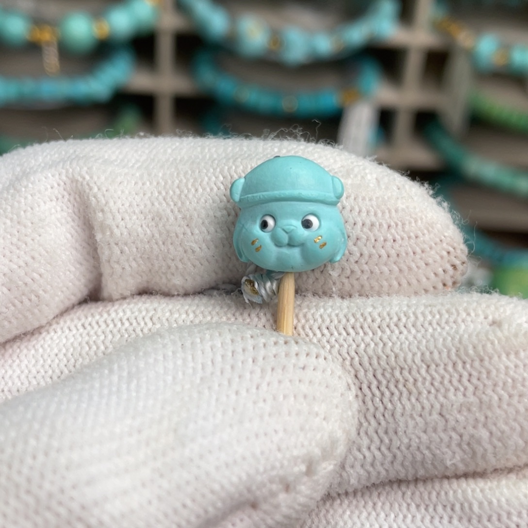 绿松石未镶嵌高瓷蓝小狗1