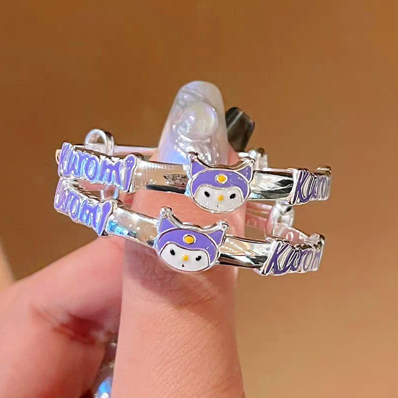 足银手镯 库洛米纯银手镯宝宝女童儿童卡通实心镯子周岁满月礼物