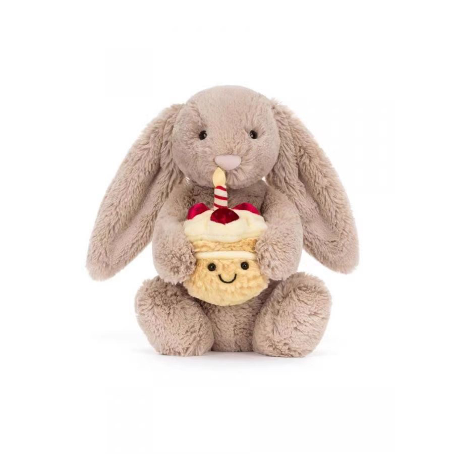 蛋糕米色邦尼绒玩具可爱玩偶兔子实用礼物婴儿毛绒玩具生日礼物