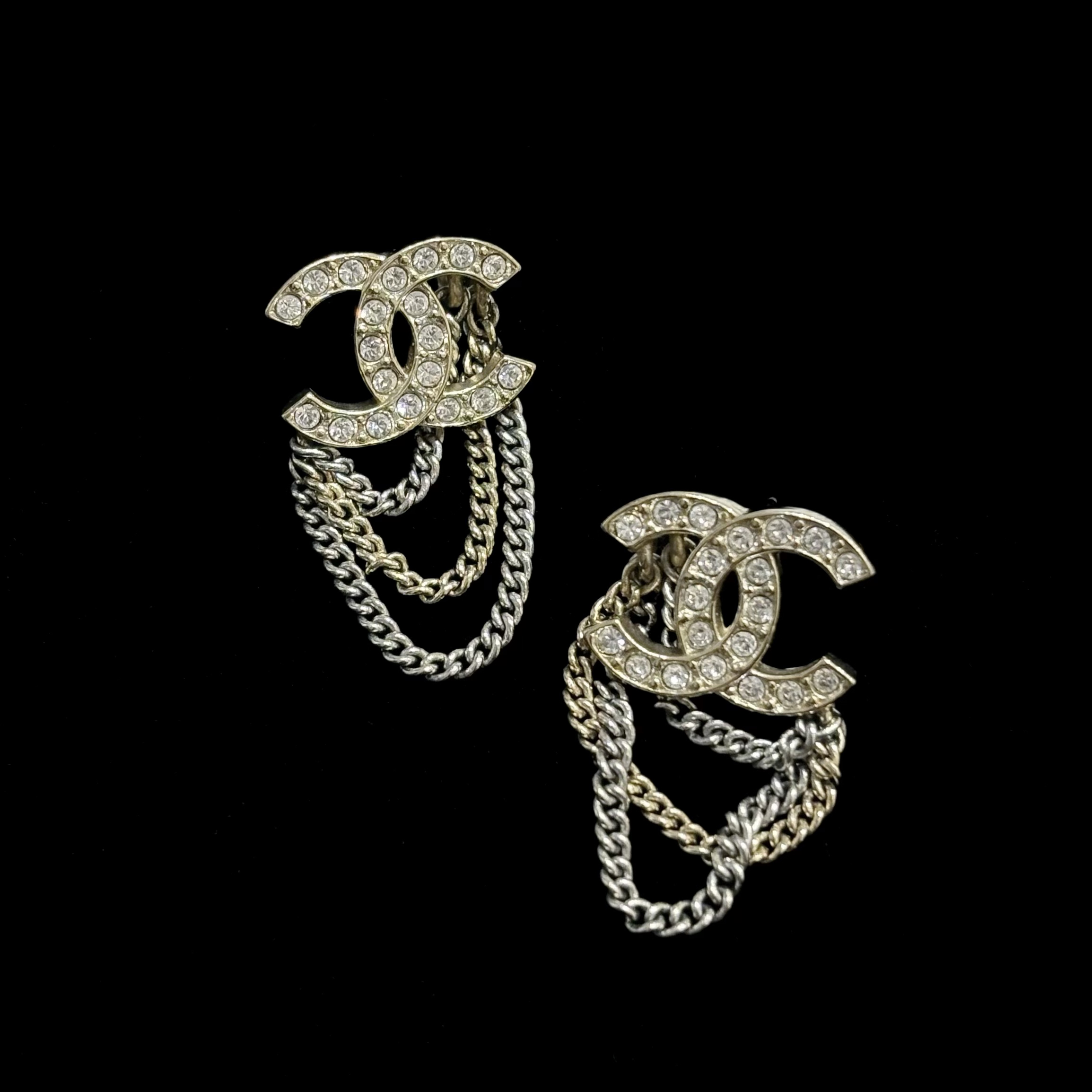 95新 Chanel/香奈儿 Chanel21b满钻双c流苏耳钉50821042
