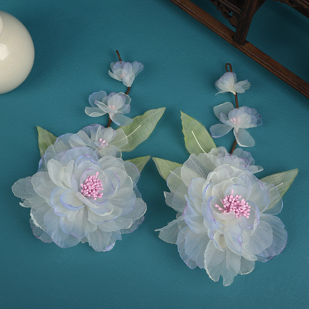 HF1313粉色烫花发夹清新古风汉服头饰发饰四季百搭