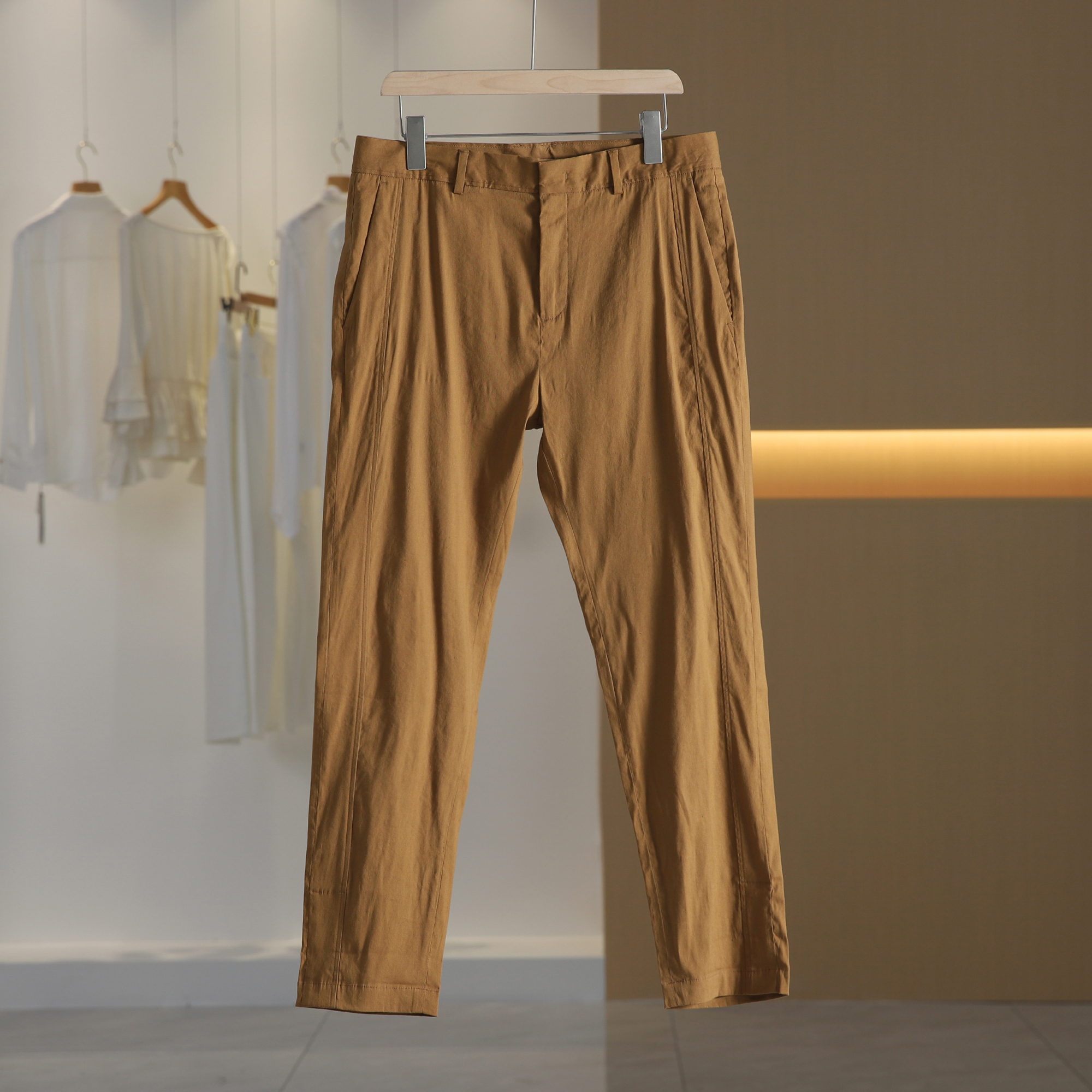 【半价q仓-唐长老自营】63057男装舒适直筒通用百纯色简约搭裤子J