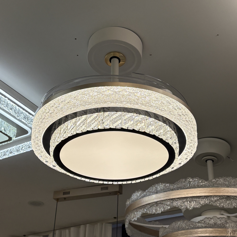 中山纯铜电机隐形风扇灯轻奢高档大气餐厅卧室吸顶吊灯灯具灯饰