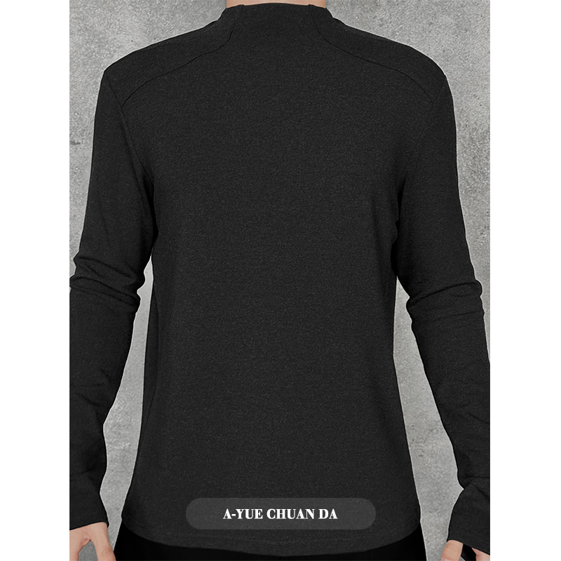 A YUE 秋冬新款简约设计纯色德绒打底衫男保暖百搭半高领长袖T恤