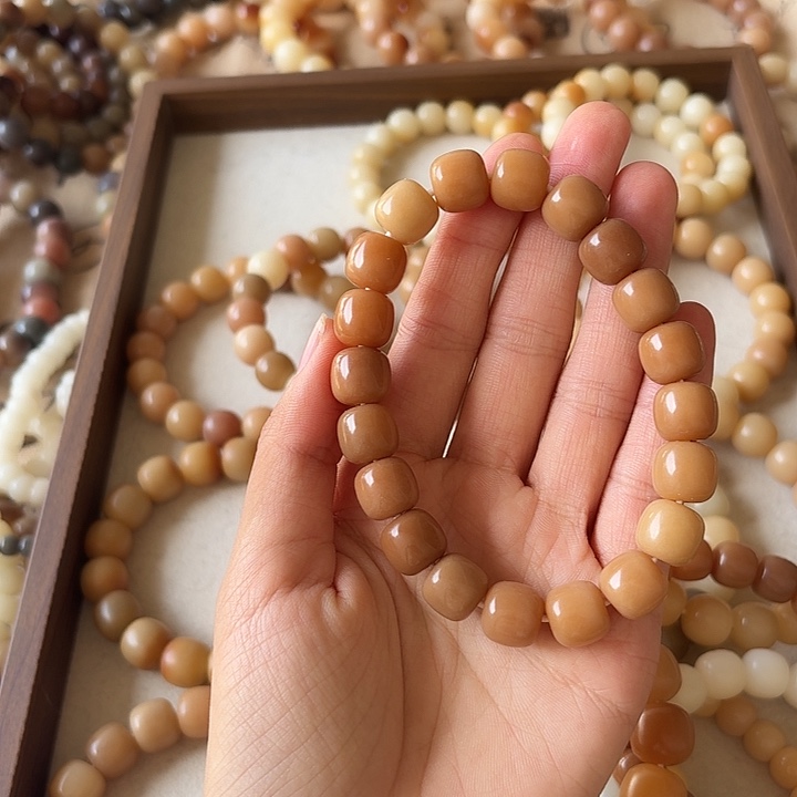 A***姐菩提根/象牙果手串卡12干磨绒抛