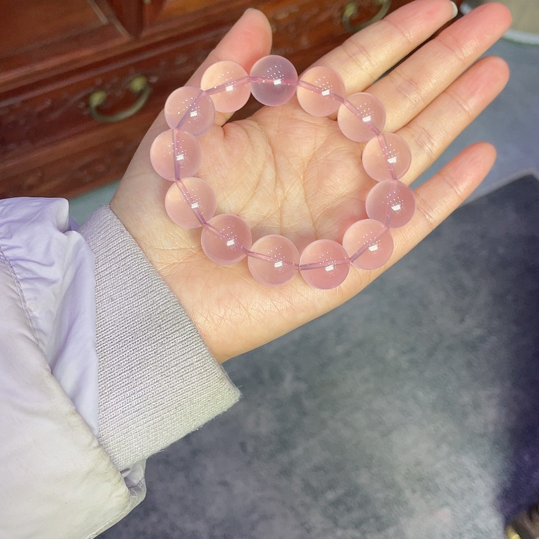 芙蓉石手链未镶嵌粉晶