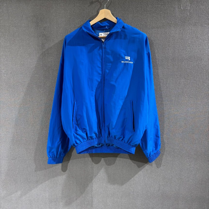 未使用 Balenciaga/巴黎世家 （pm）双钩刺绣蓝色冲锋衣 34码/8366