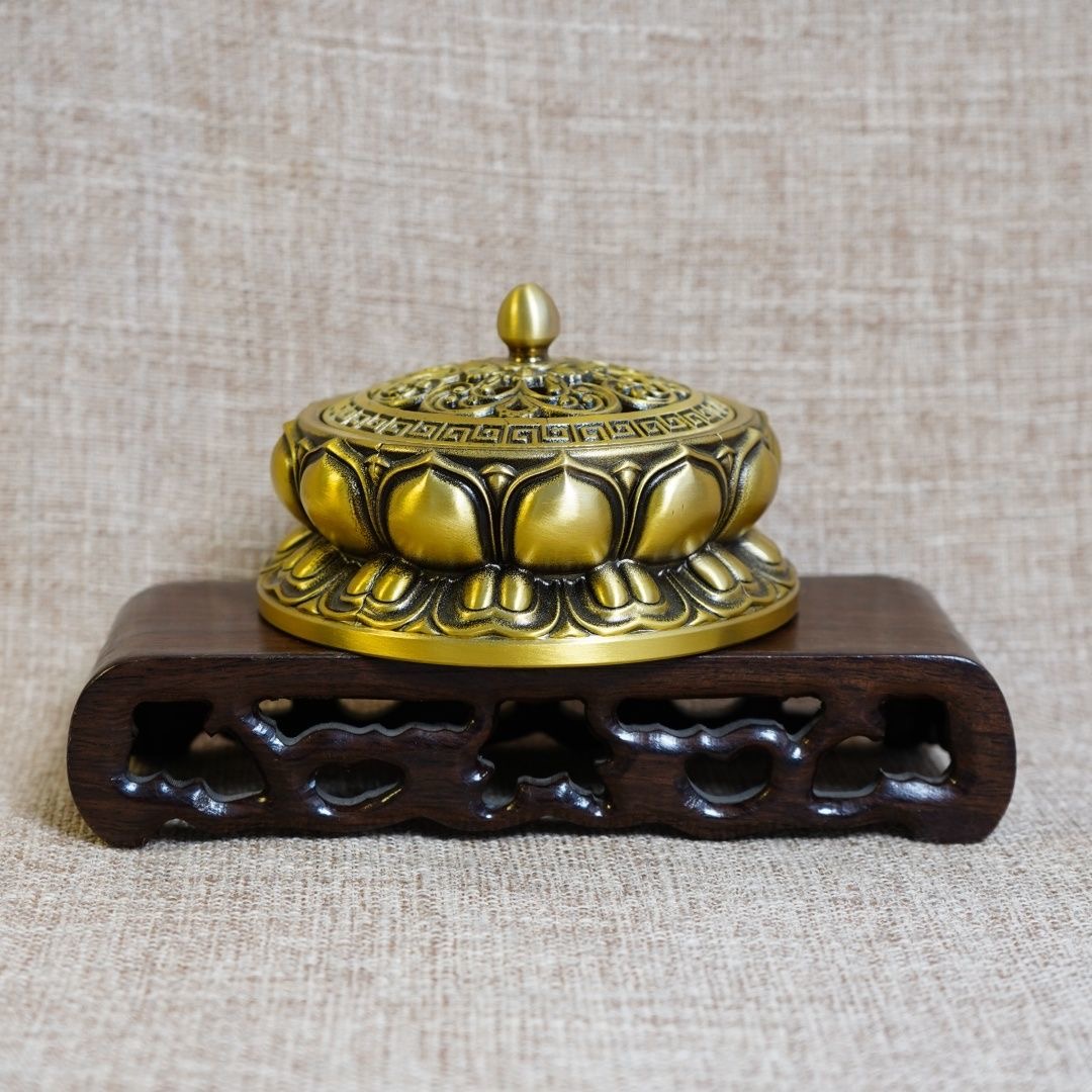 黄铜莲花底座香薰炉家居摆件