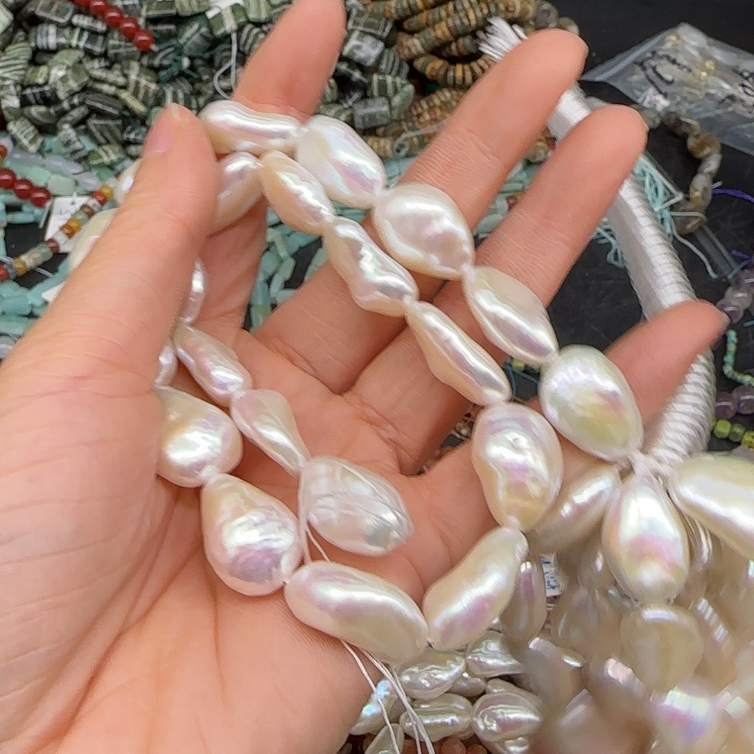 生***)玛瑙/玉髓合金珠宝半成品珍珠弯豆拍四89发一条