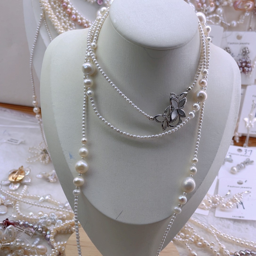 未镶嵌淡水珍珠耳饰嘉****）项链