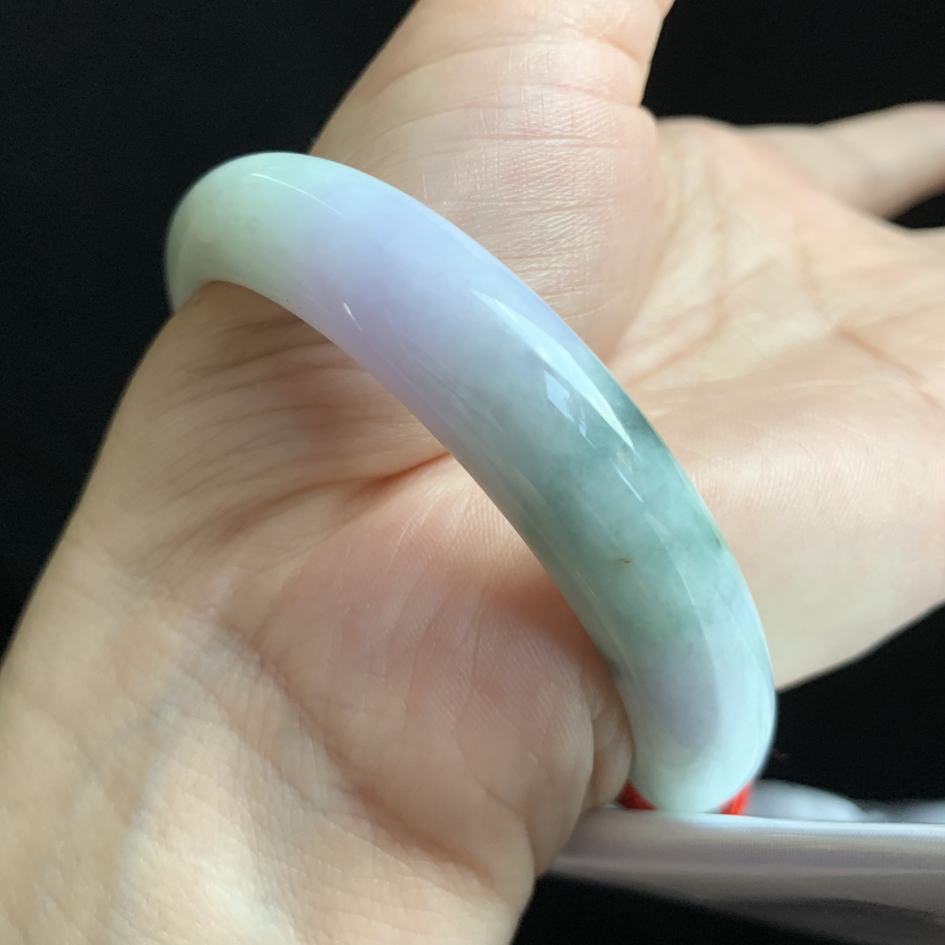 57圈春彩手镯4148有纹微微扣57-12.3-8.1天然A货春彩飘花翡翠手镯