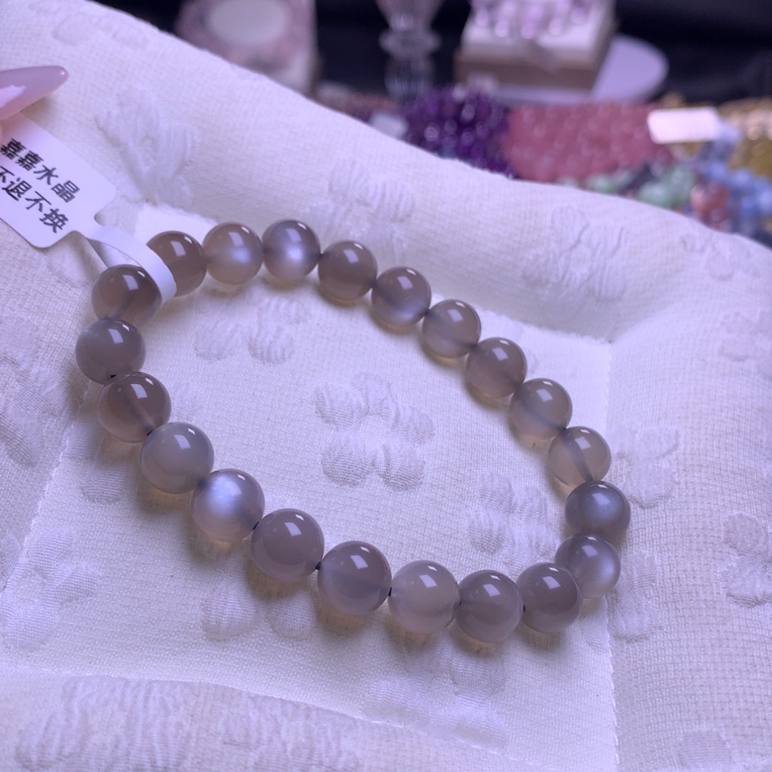 水晶手串银S925镶嵌银月光 9m+