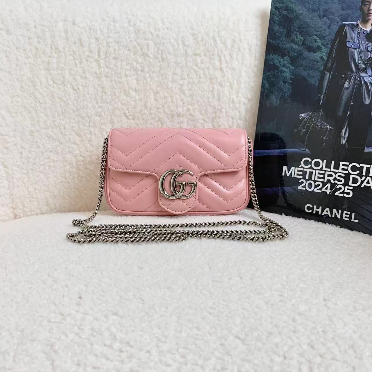 99新 GUCCI/古驰 壹臻/粉色马蒙mini 66048017