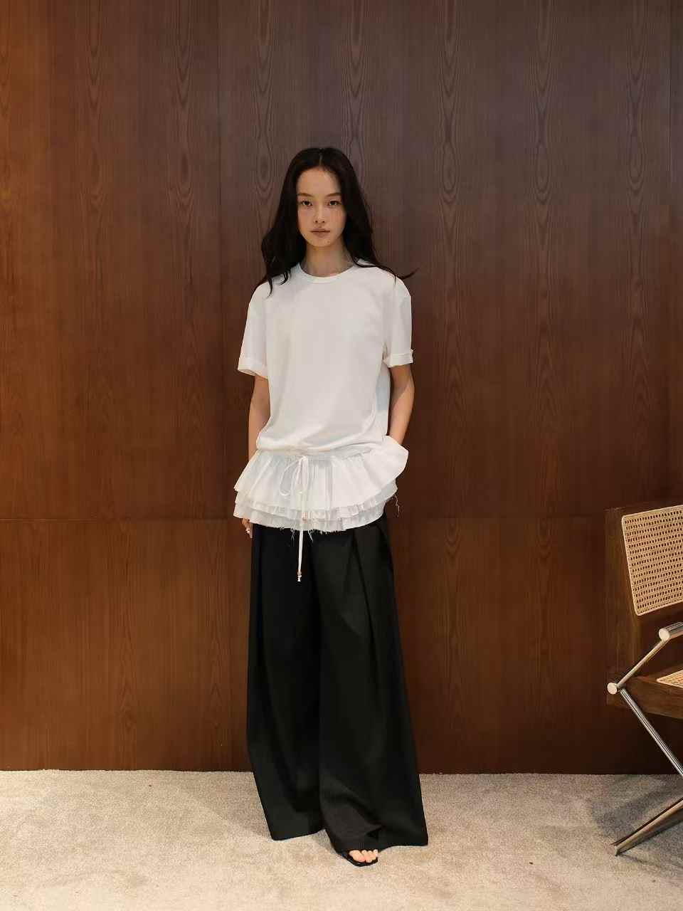 GUDDLABB圆领叠层短袖裙LAB051A06