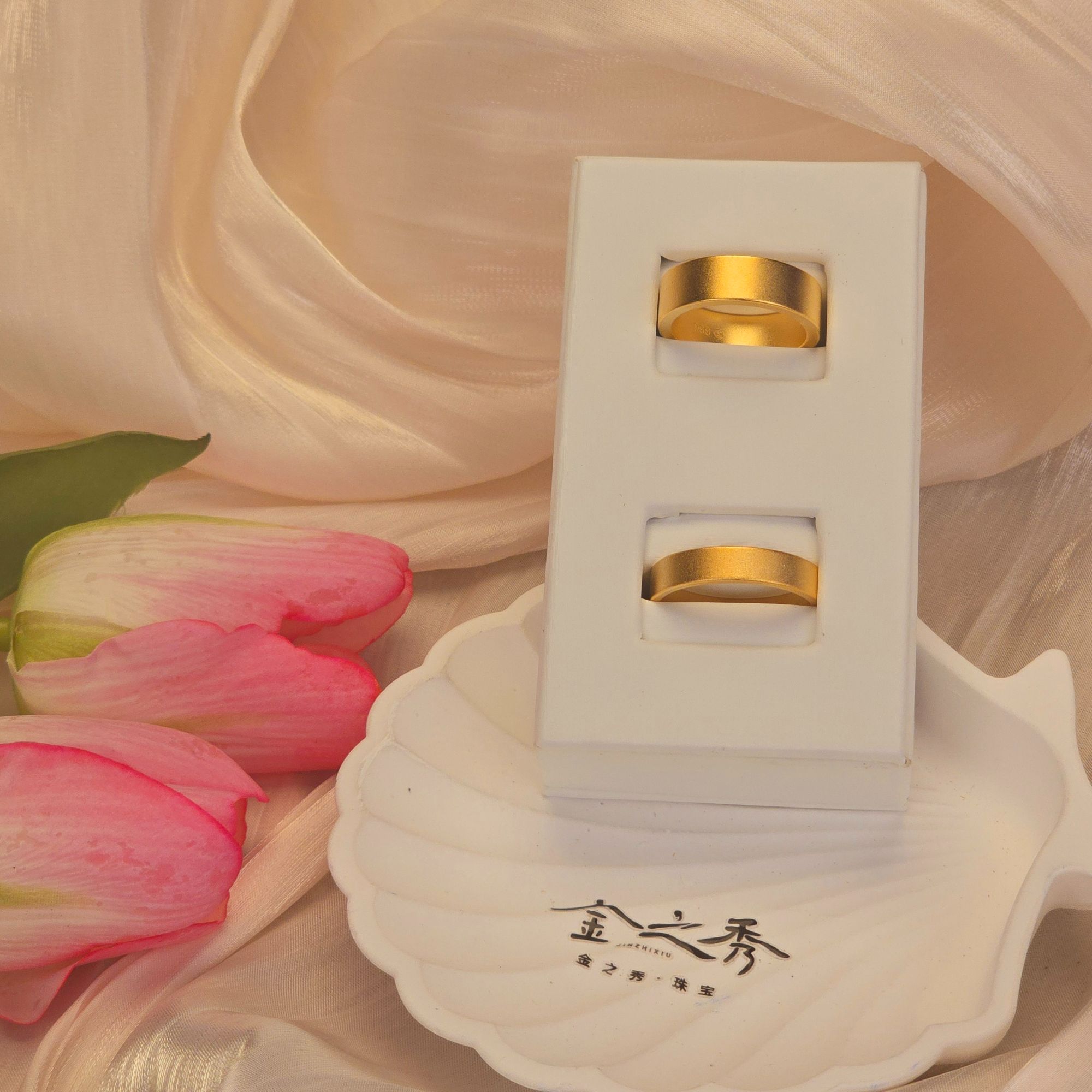金之秀珠宝 合金戒指 平安无事古法磨砂传承情侣戒指七夕送礼物