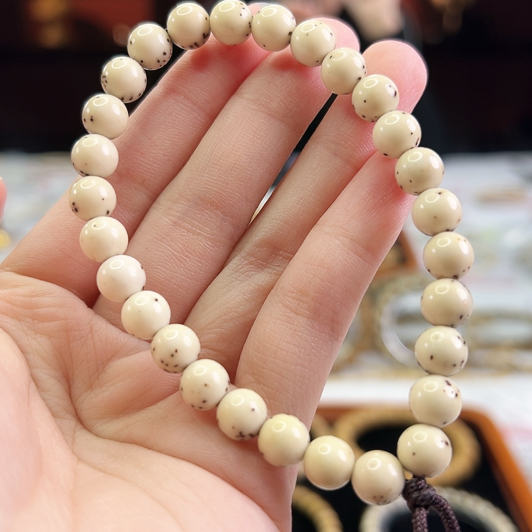 星月菩提手串Fqh8mm龙蛋 大留白 绿背颗粒星