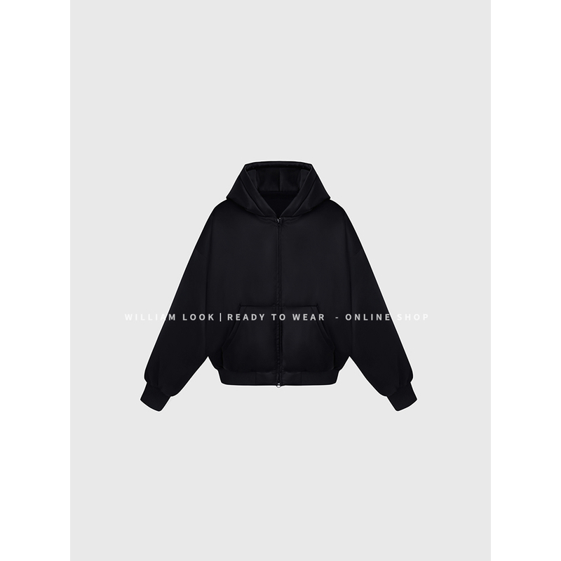 威廉威 男女同款【巴家羽绒】实穿主义90白鸭绒卫衣式黑羽绒服C773