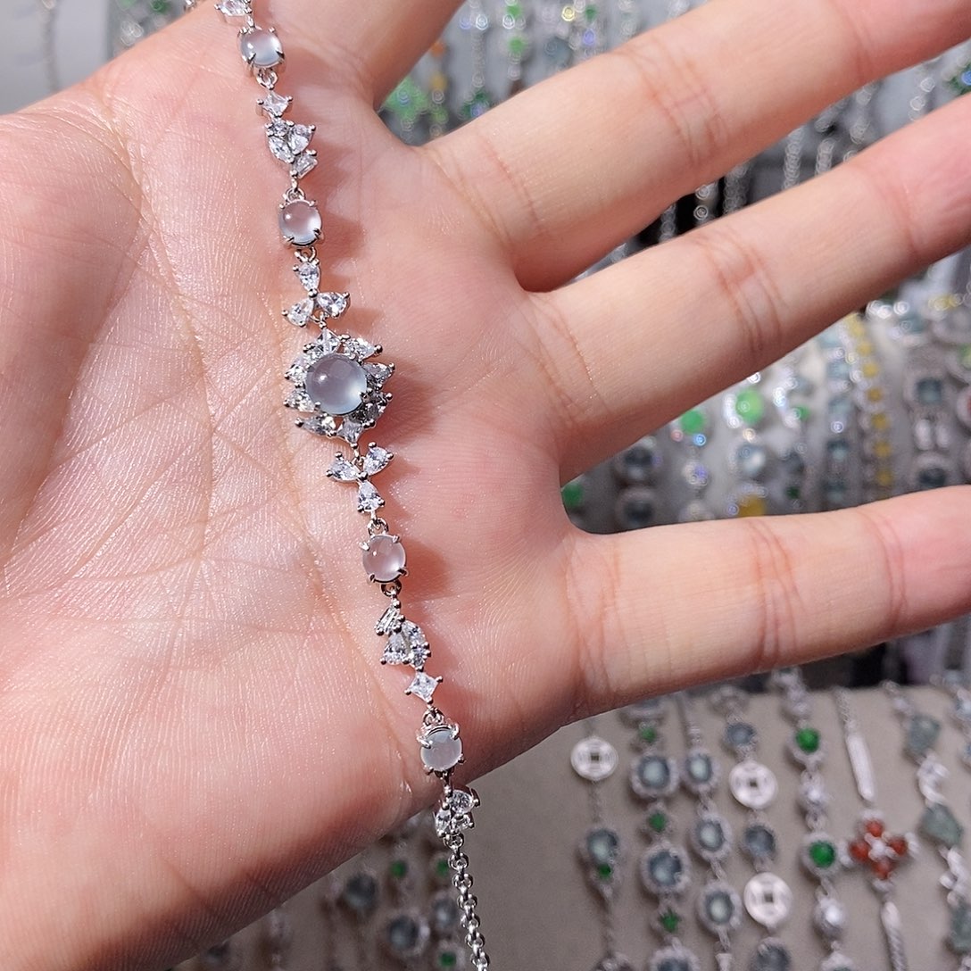 翡翠银S925镶嵌手链