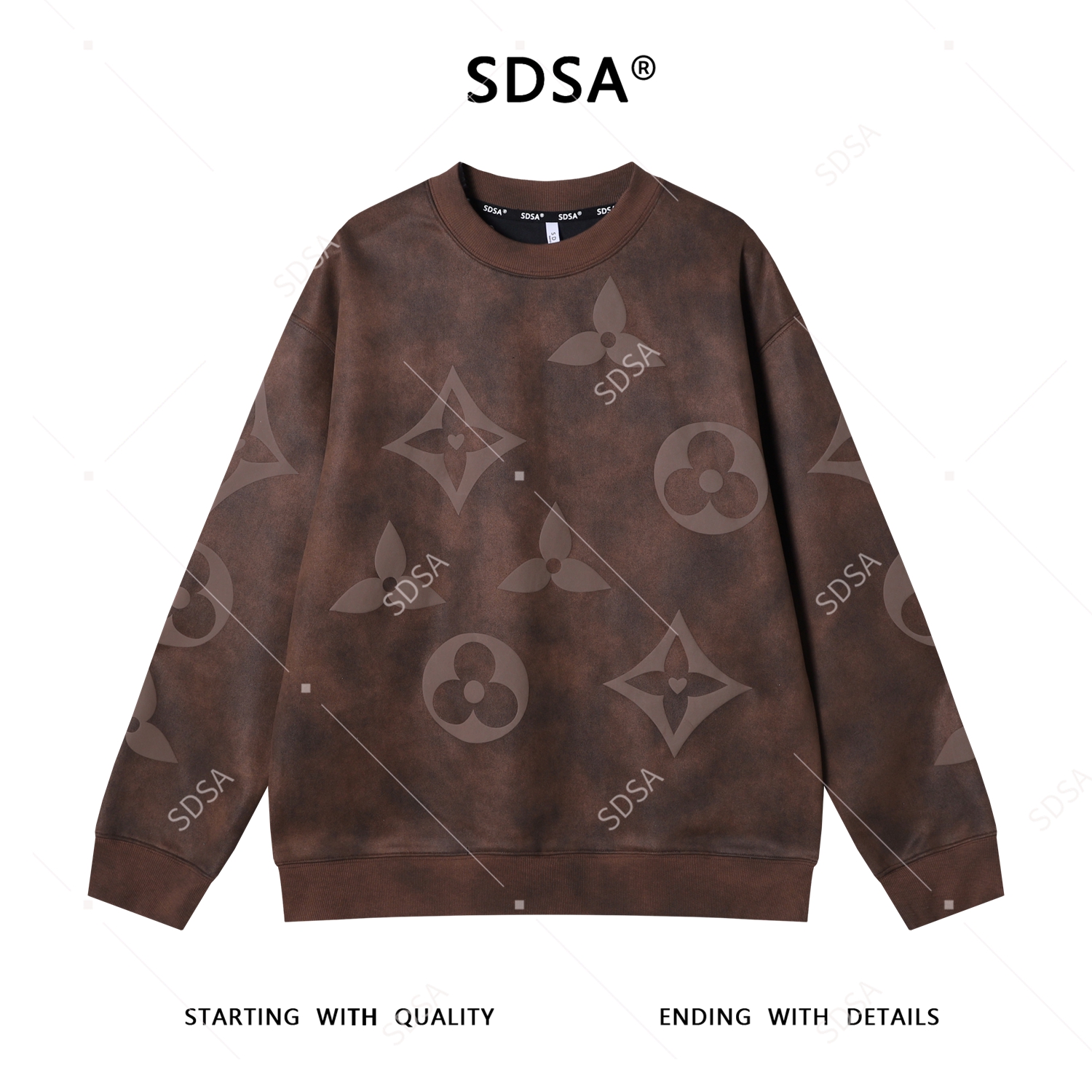 SDSA男士秋冬新款痞帅男装轻奢潮牌扎染压胶印花圆领卫衣百搭时尚