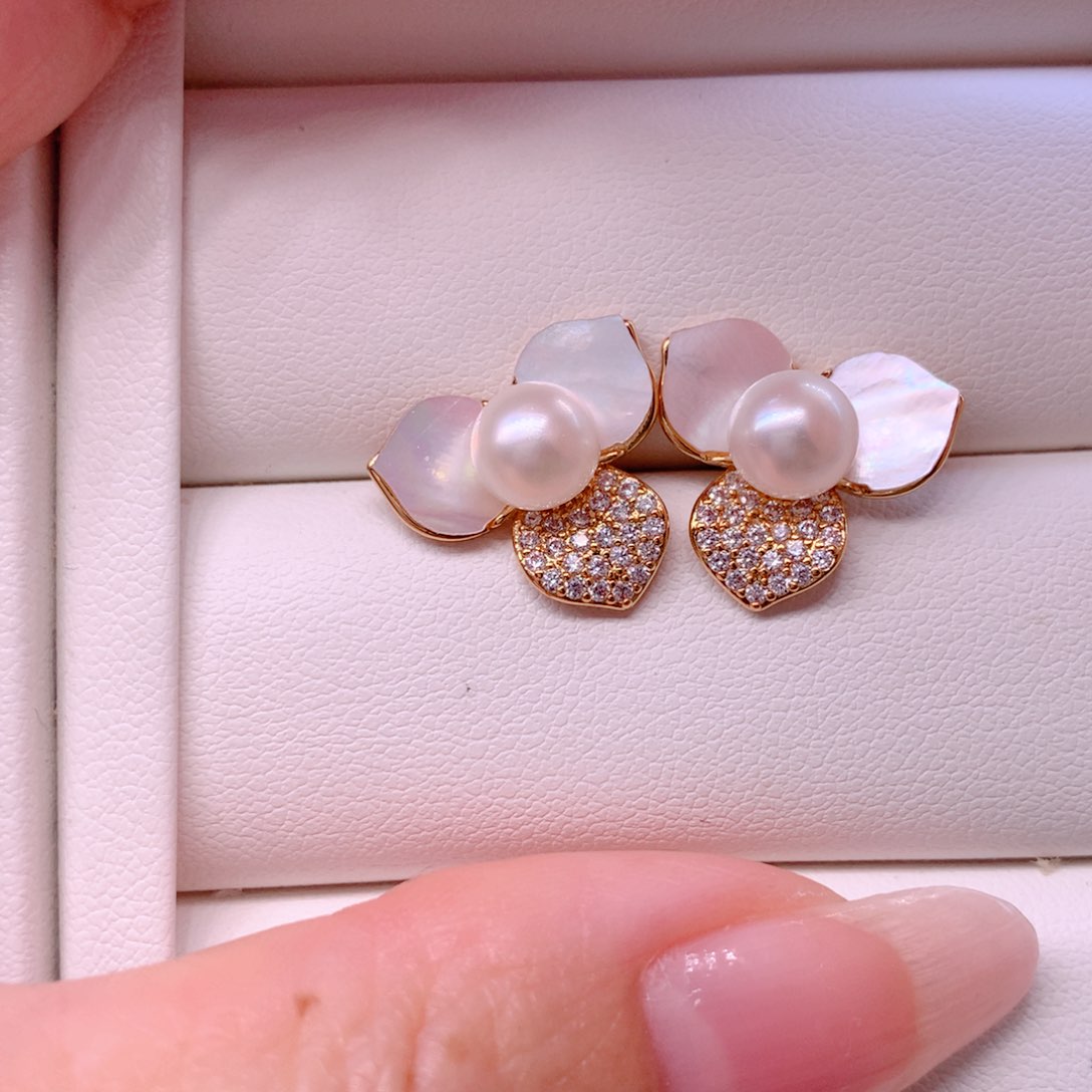 合金淡水珍珠耳饰