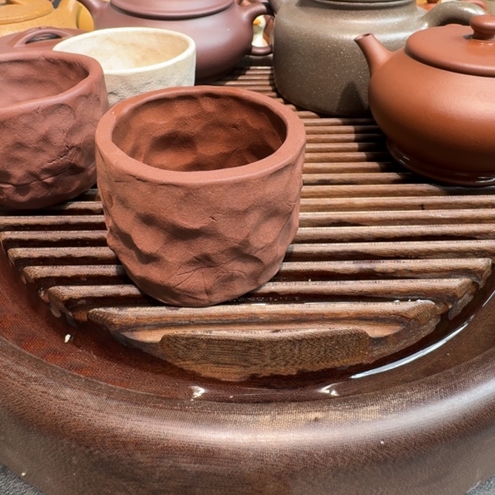 紫砂茶案紫泥手捏100cc