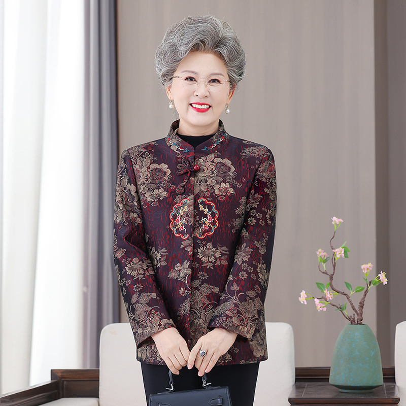奶奶秋春装新款外套上衣中老年人妈妈装春秋宽松洋气外套大码衣服