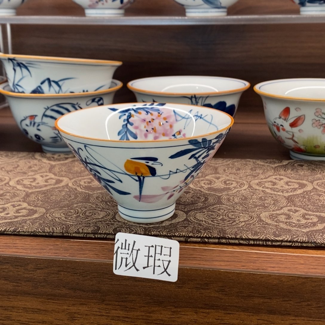 釉下手绘茶具微瑕手工绘制
