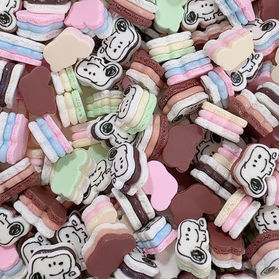 树脂想念（小卡）金粉史努比马卡龙50个（混）