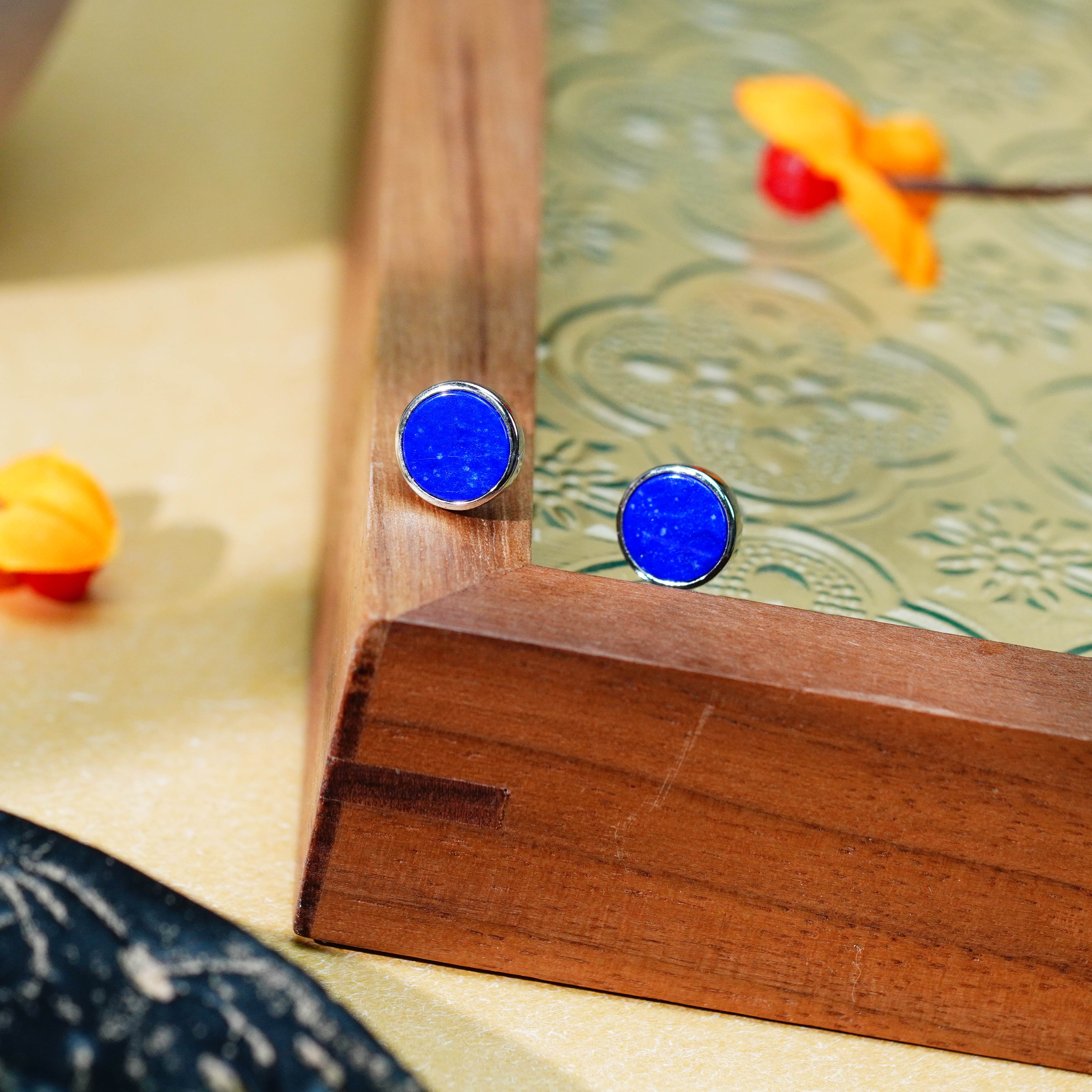 【琪钰】牵梦#S925银青金石耳钉