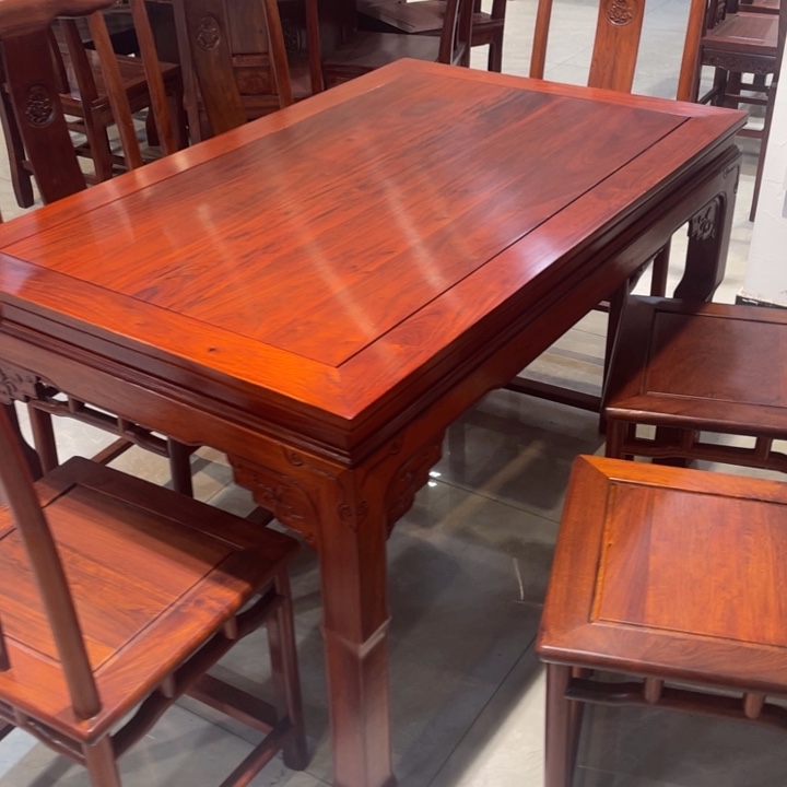家具花梨木类缅花餐桌七件套