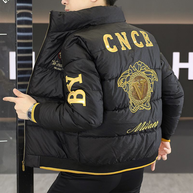 潮搭严选冬季新款男士时尚帅气雾面免洗保暖棉服立领个性刺绣棉衣