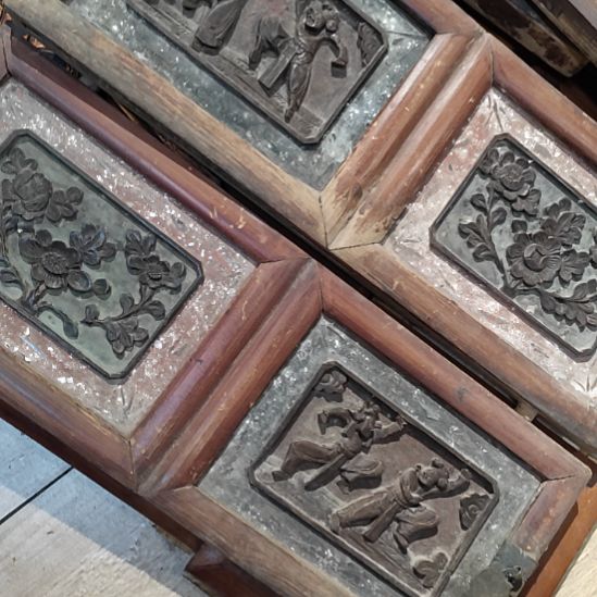 凤***潮香榧木老木雕老花板一套