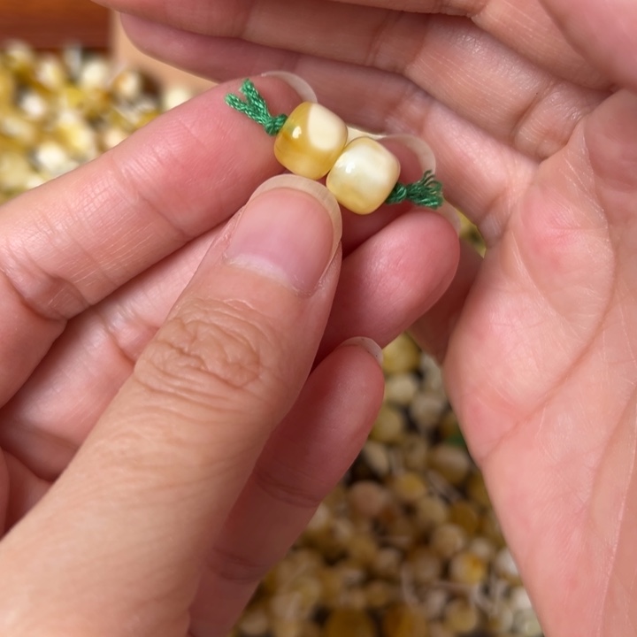 蜜蜡未镶嵌裸石8.9mm一对