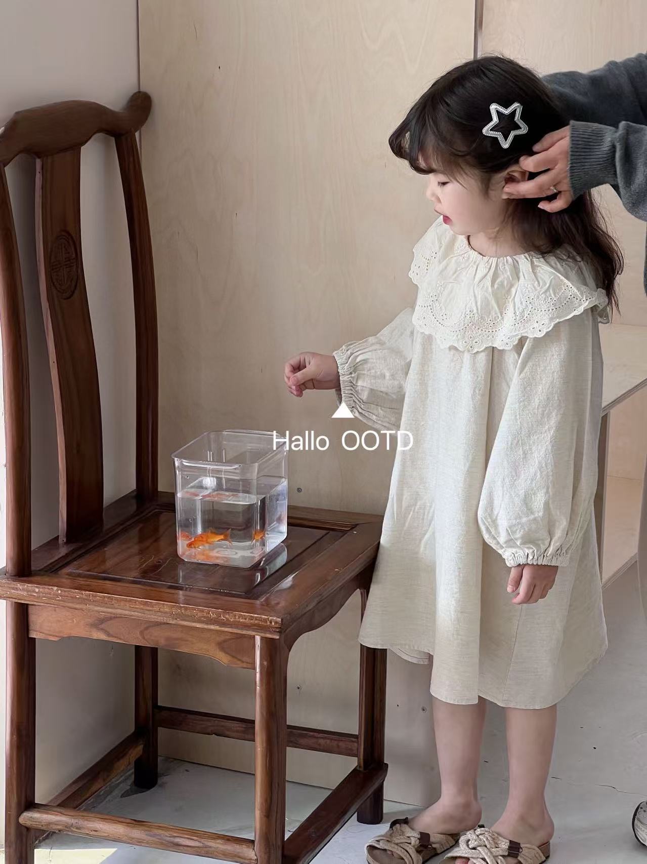 OOTD-604-儿童时尚洋气百搭净版花边连衣裙（春款）