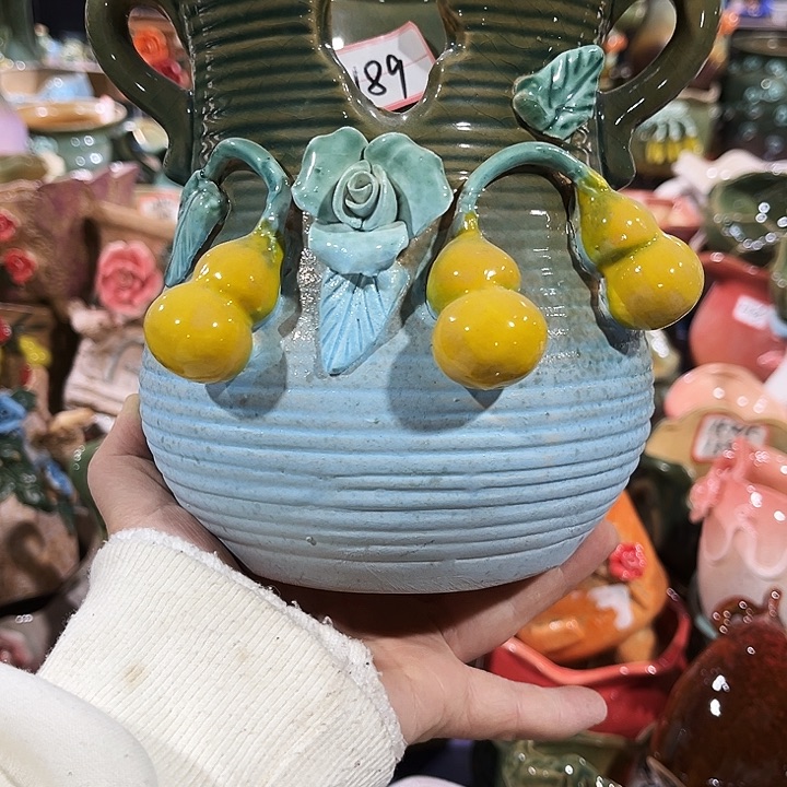 瓷片花盆多肉植物艺术品