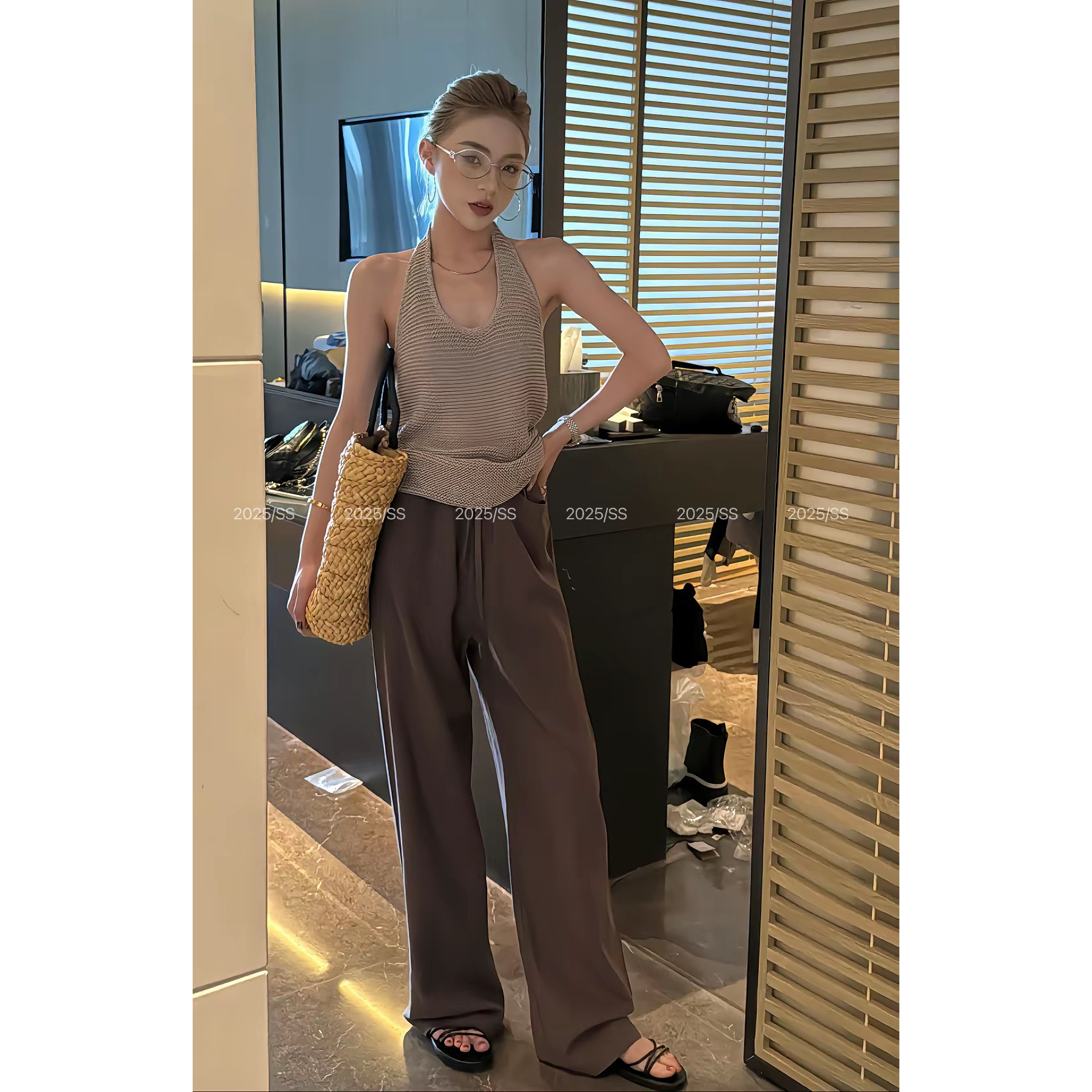 【娇娇私服定制】新款上新简约抽绳直筒休闲裤（裤长100）75036#