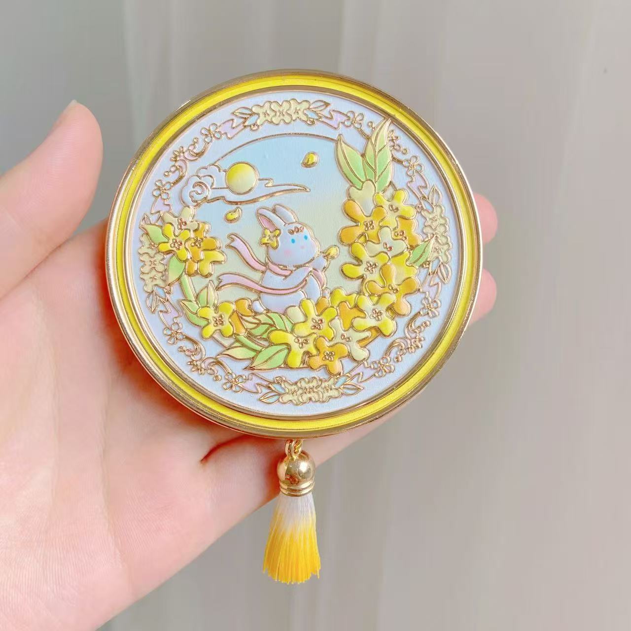 【富桂兔·有Q花】玉兔桂花 掌上明珠 折叠便携仿古镜 文创镜子 7219