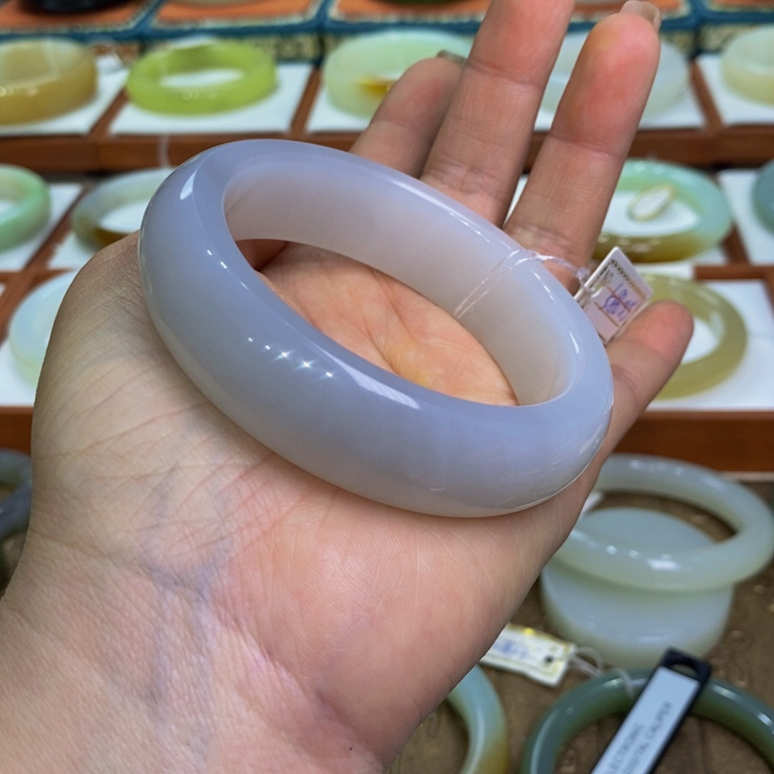 和田玉冰紫白57 未镶嵌