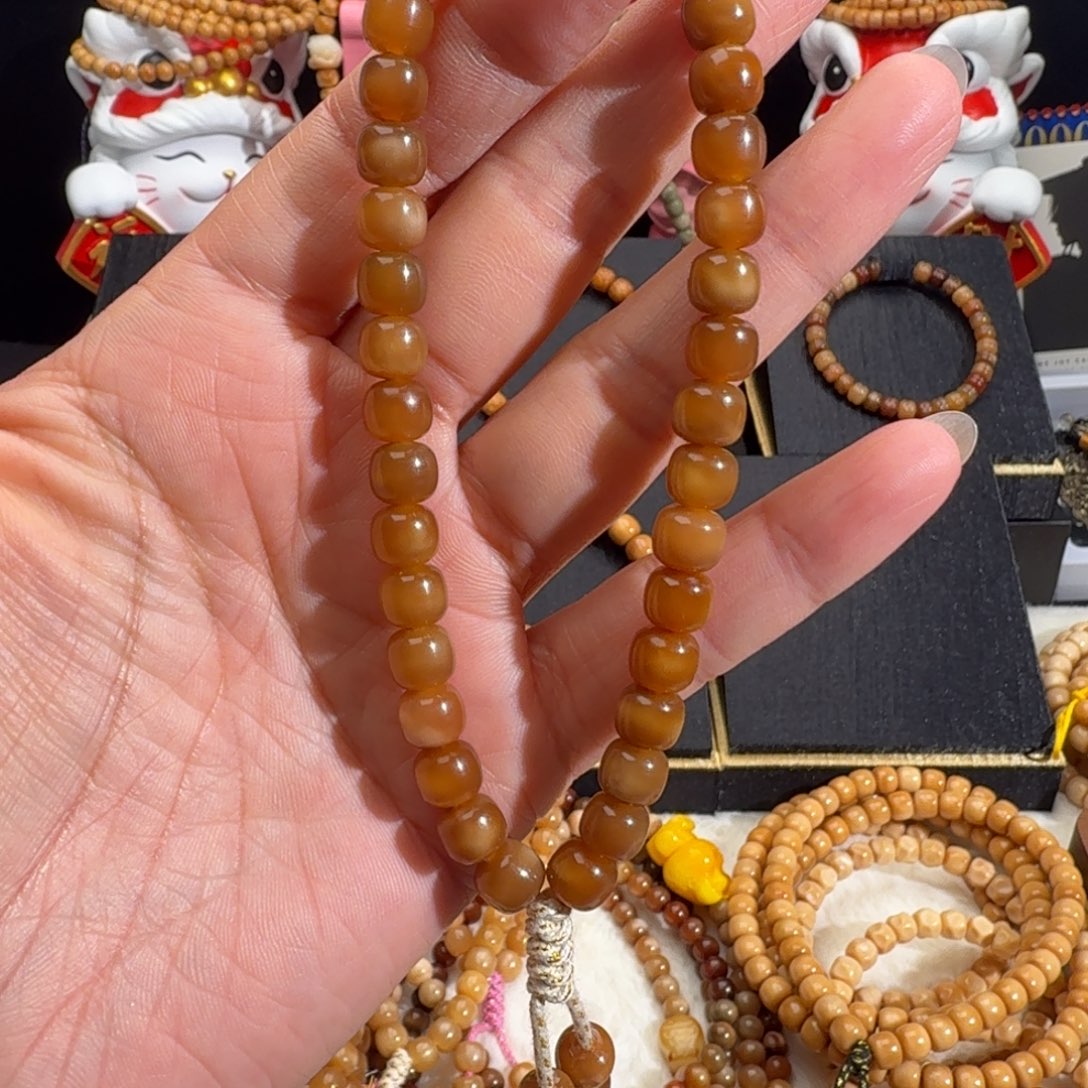 七***恋龙脊菩提手串深色玉化手持