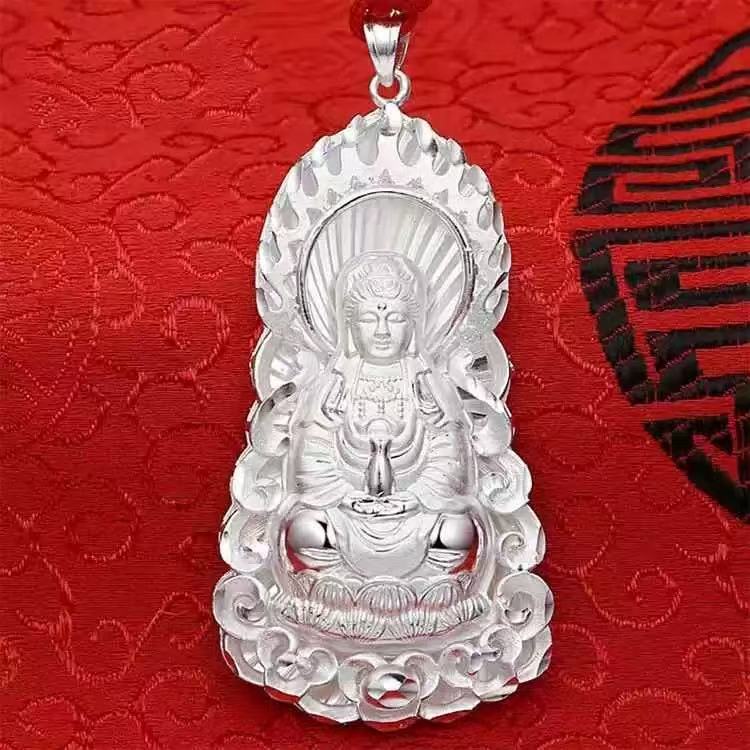  【港奢珠宝】典藏款重工精雕火焰观音臻品限定款镀银吊坠-无礼盒