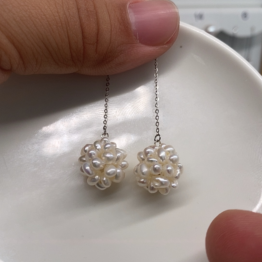 耳饰淡水珍珠银S925镶嵌