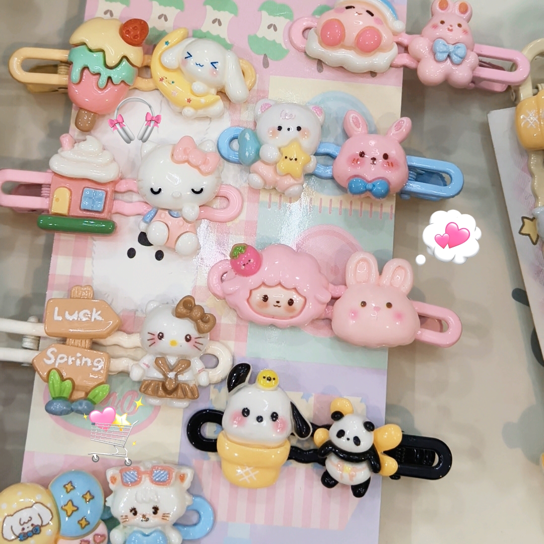 【diy材料】手工DIY卡通可爱发夹多巴胺ins女孩发饰发卡