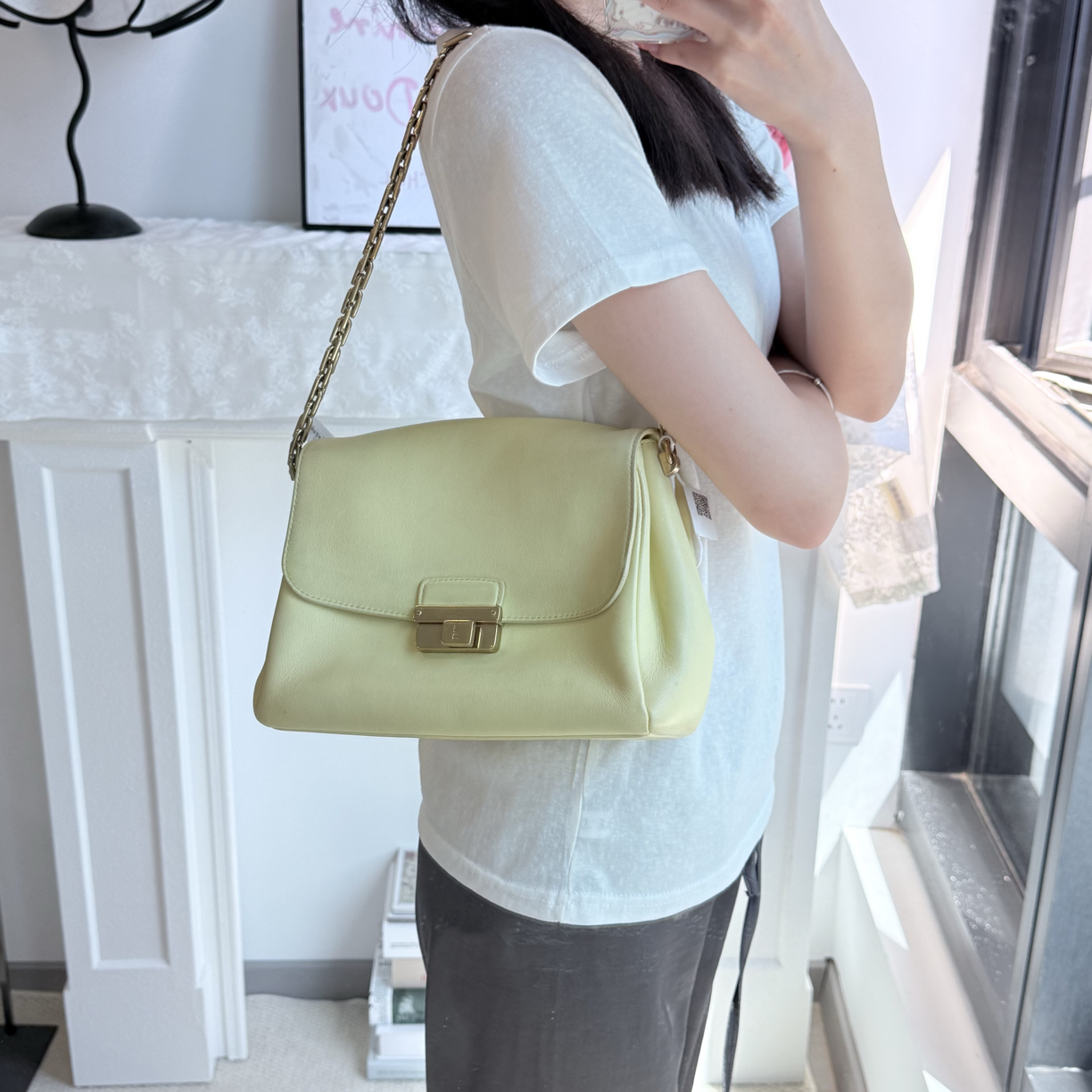 95新 DIOR/迪奥 dior小鸡黄金扣链条单肩腋下包