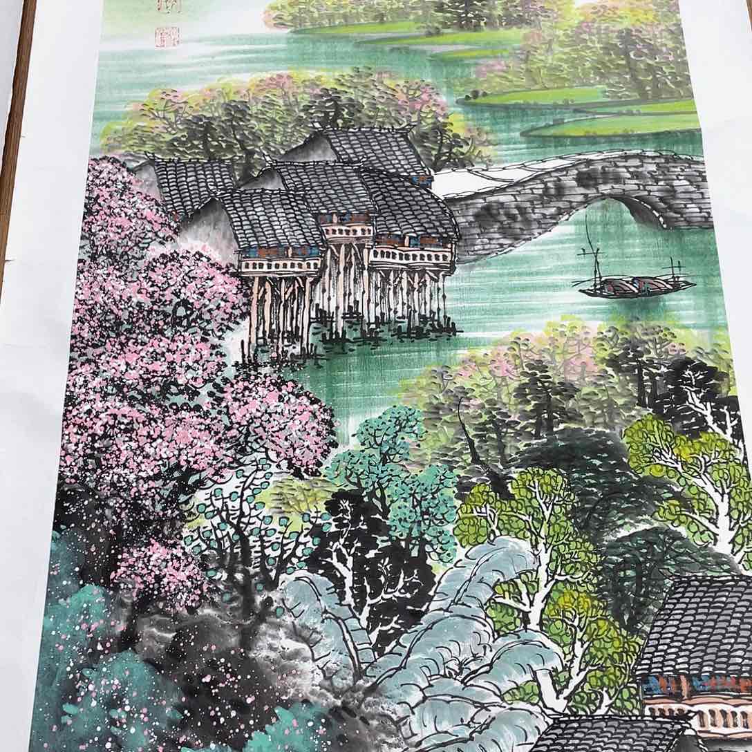 国画把头伸过来一条裤子跟