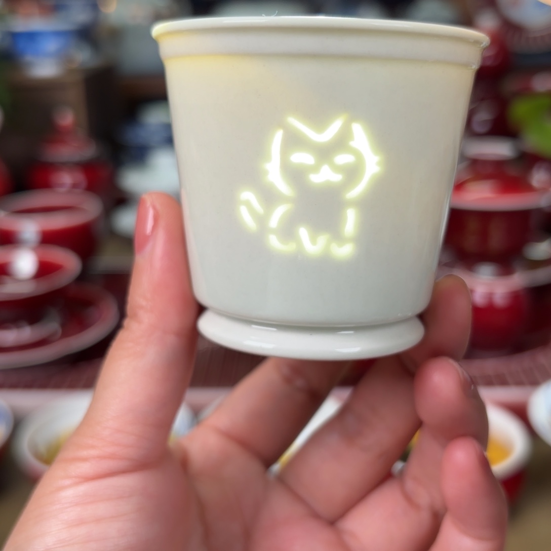 陶闻轩坊柴窑玲珑可乐杯
