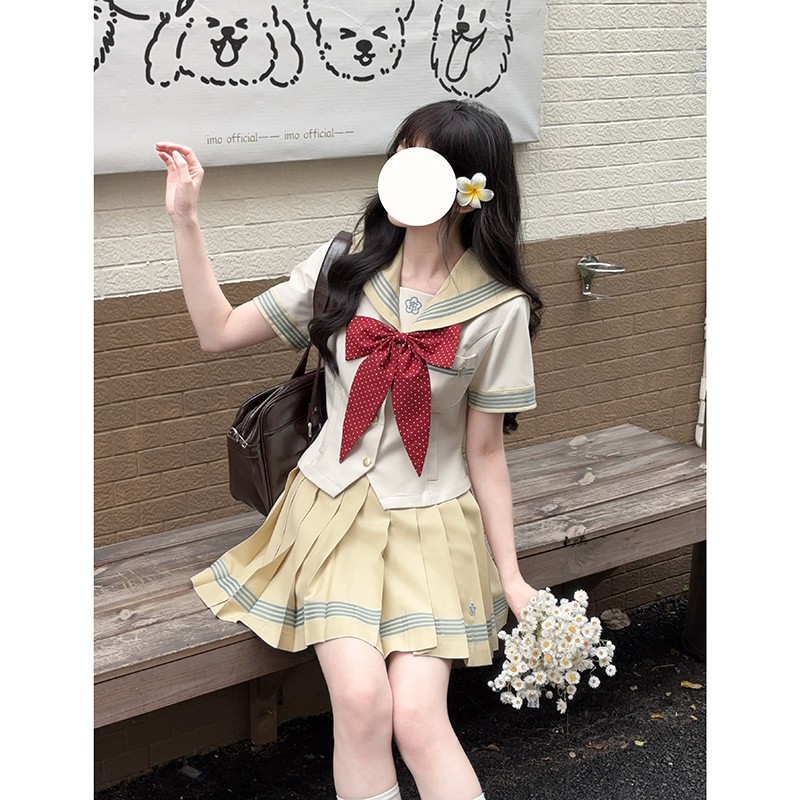 【梗豆物语】柠檬挞*水玉夏服日系水手服套装