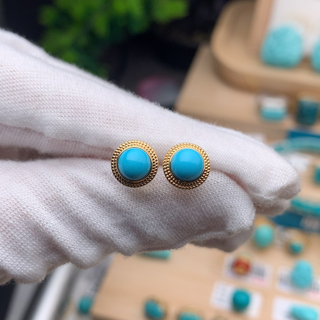 绿松石珠宝奇石18K金镶嵌