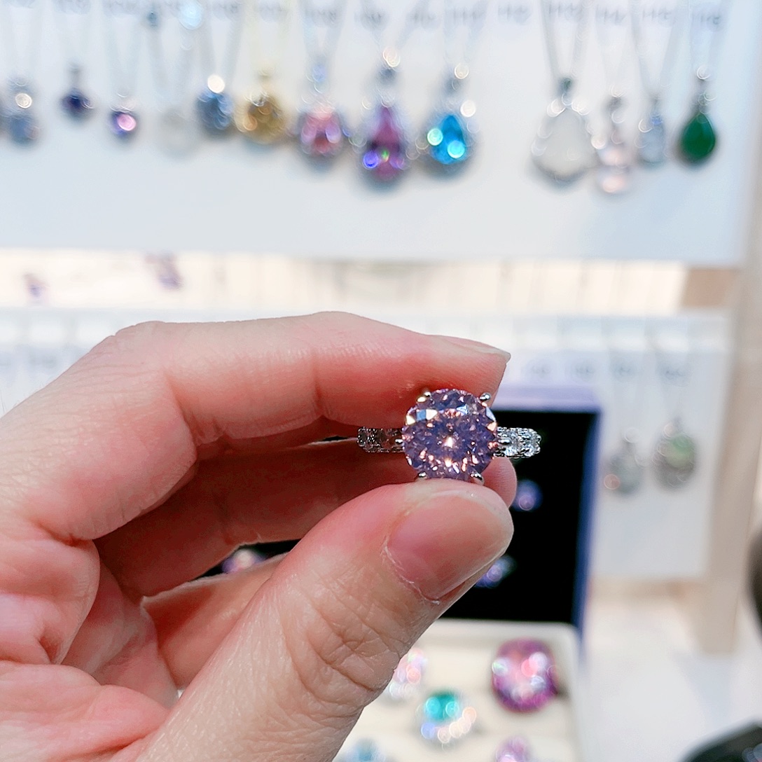 桃****芙蓉石银S925镶嵌戒指