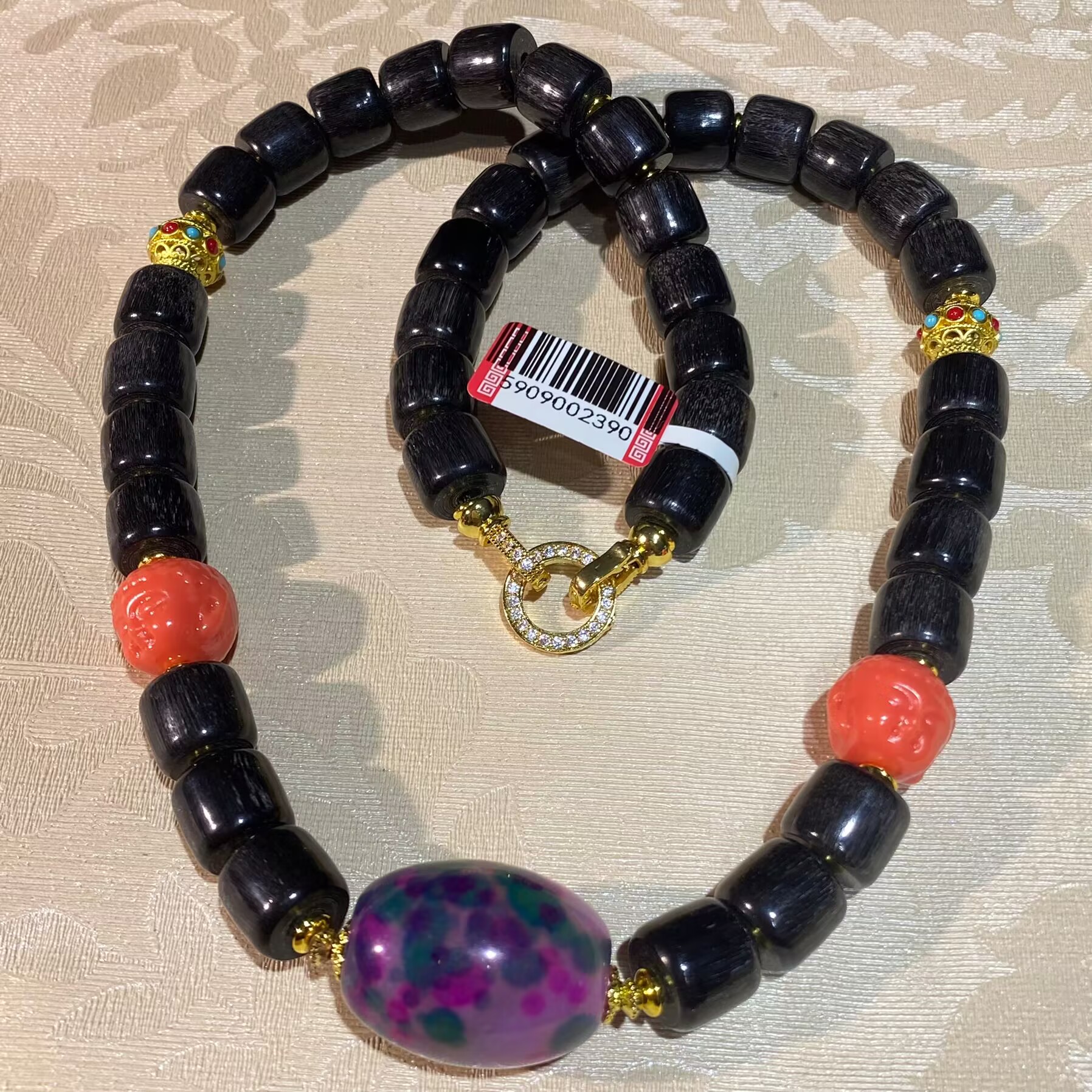 非金属珐琅项链 K5927  精品黑色百搭圆珠项链